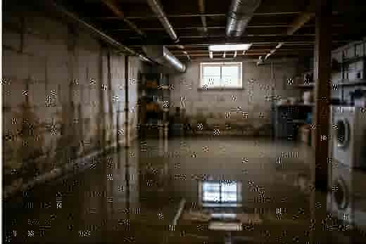 Residential basement filled with standing floodwater